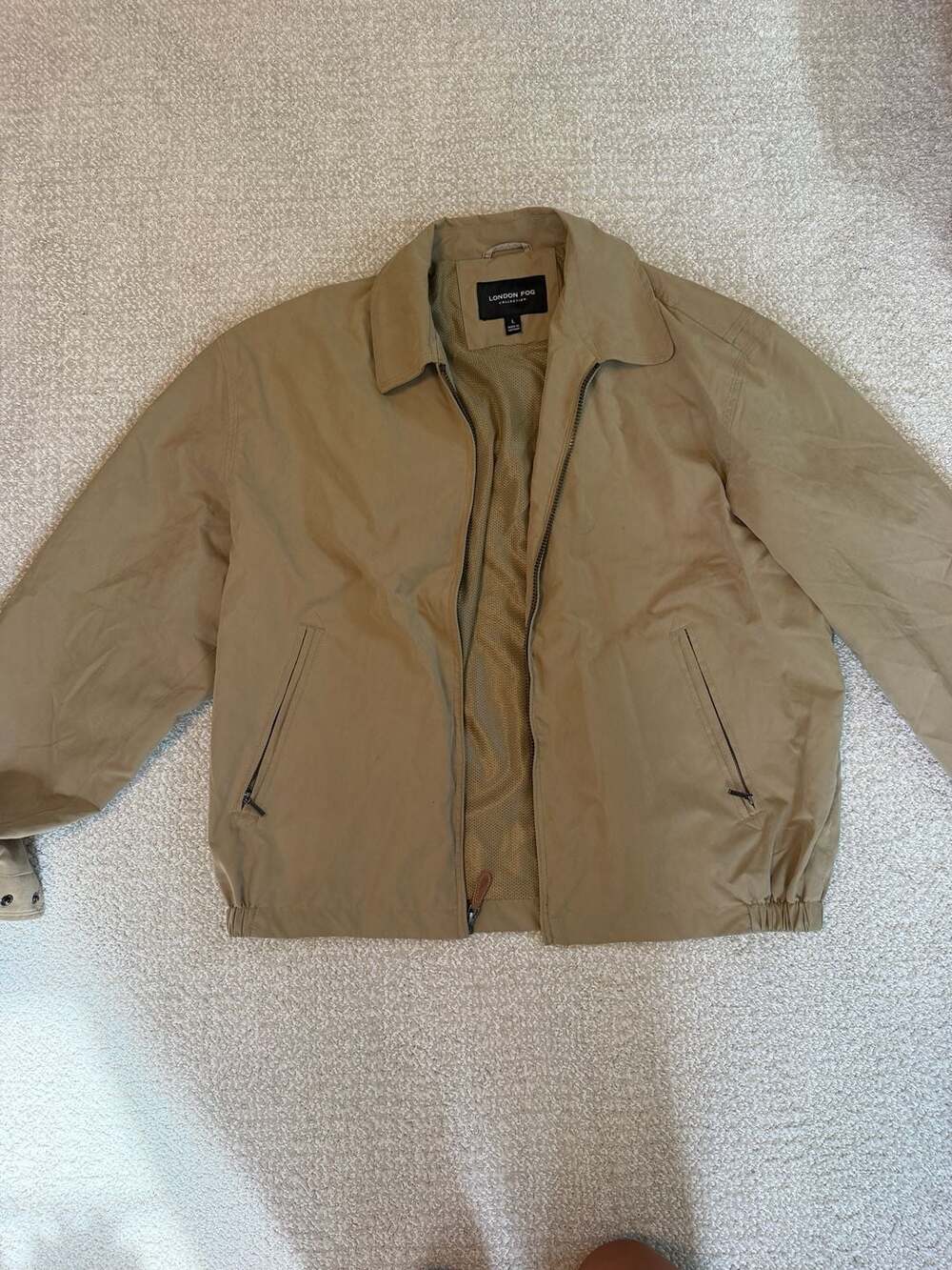 London Fog Collection Men's Khaki Microfiber Golf Bomber Jacket